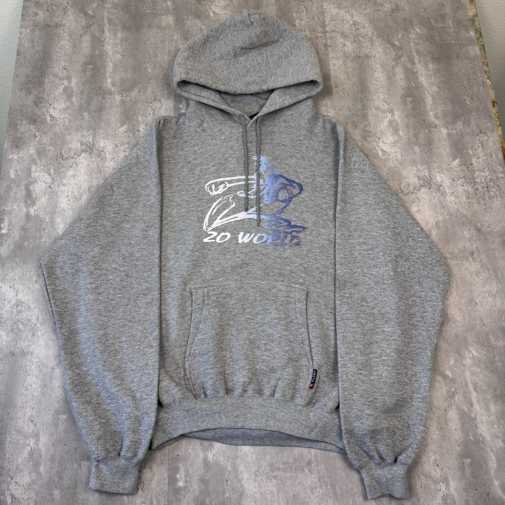 Vintage ZO World Hoodie Mens 4XL Gray Streetwear Skater Sweatshirt Y2K NWOT